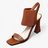Dames sandalen met vierkante neus, verfijnd en elegant van zwart leer