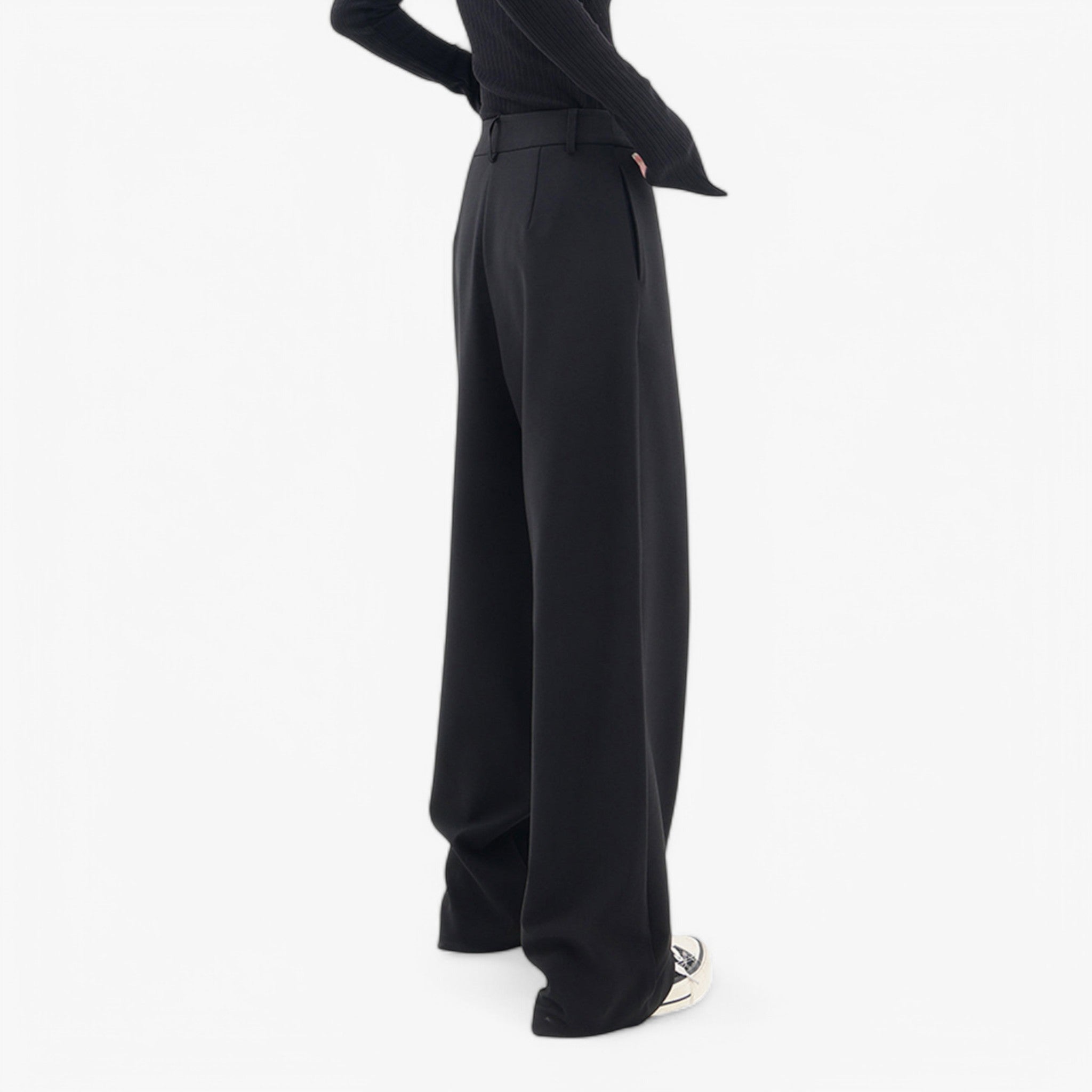 Pantaloni Asimmetrici Neri da Donna in Cotone Eleganti Svasati a Vita Alta - - asimmetrici pantaloni pantaloni asimmetrici pants - Concept Palermo