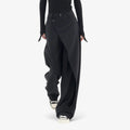Pantalones asimétricos negros para mujer en algodón elegantes acampanados de talle alto