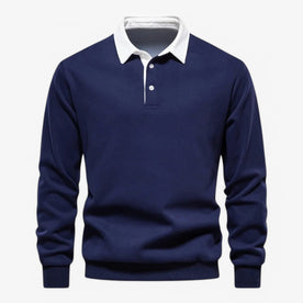 Maglione Polo Uomo - Blu marino S - A54 maglione maglione polo Men men's sweater polo Solid uomo - Concept Palermo