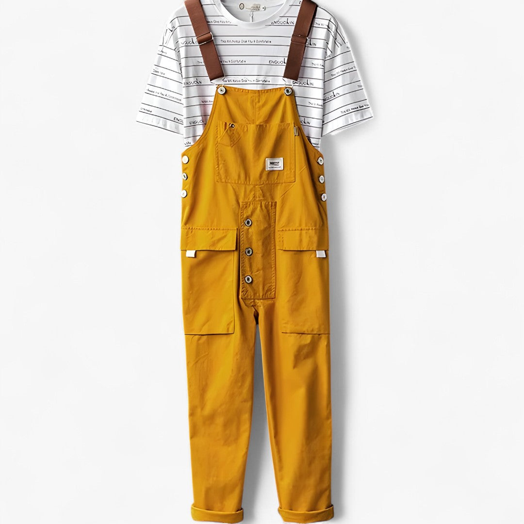 Salopette Cargo Uomo: tuta utility in cotone con vestibilità regolabile e tasche multiple - Giallo - cargo jumpsuit one-pieces regolabile salopette salopette cargo uomo utility vestibilità - Concept Palermo