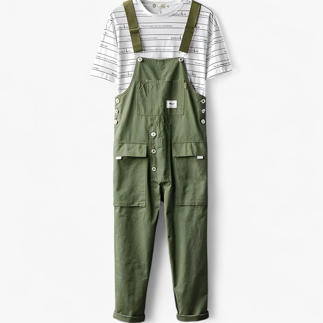 Salopette Cargo Uomo: tuta utility in cotone con vestibilità regolabile e tasche multiple - Verde - cargo jumpsuit one-pieces regolabile salopette salopette cargo uomo utility vestibilità - Concept Palermo