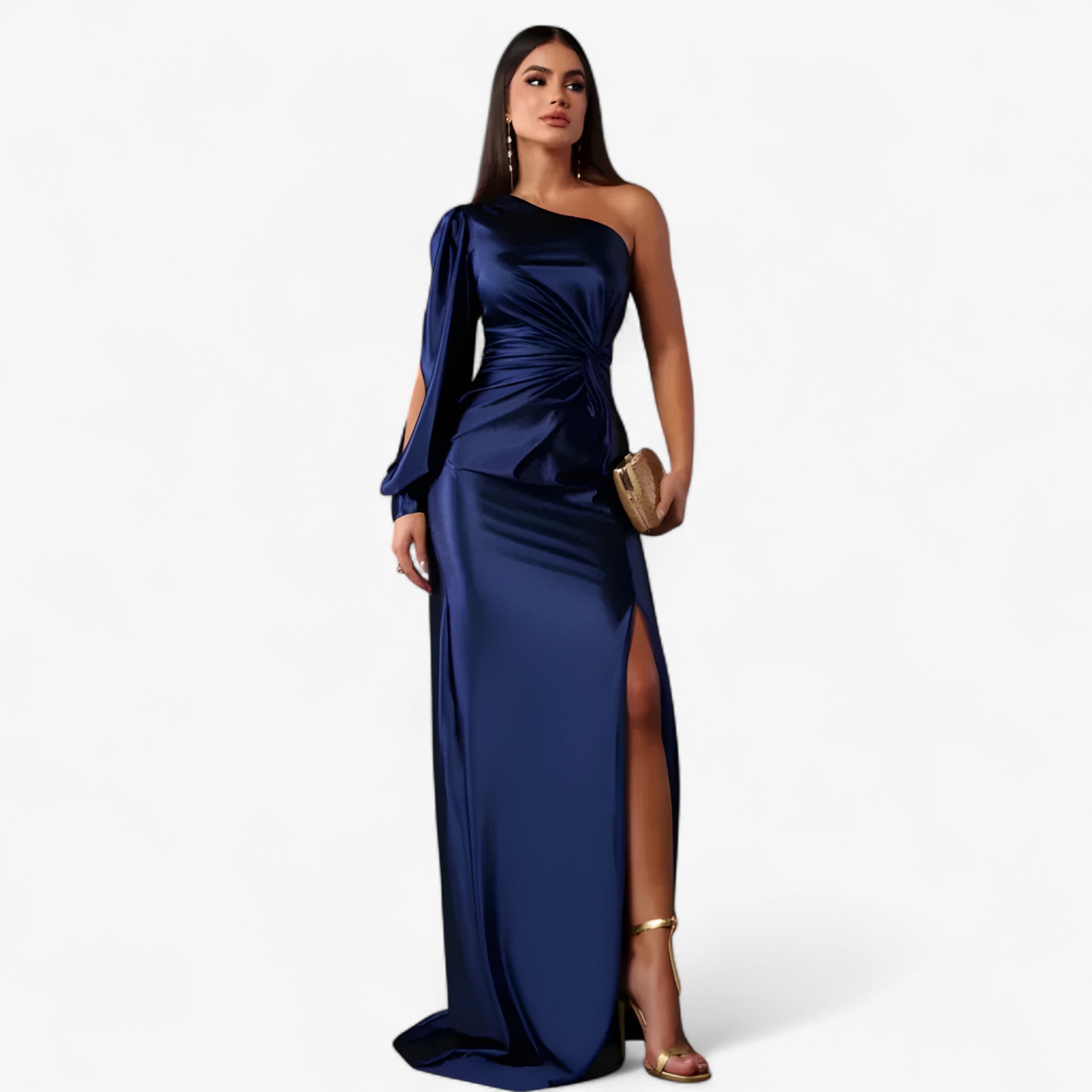 Vestito Midi da Donna in Raso Elegante, Abito da Cerimonia o Serale