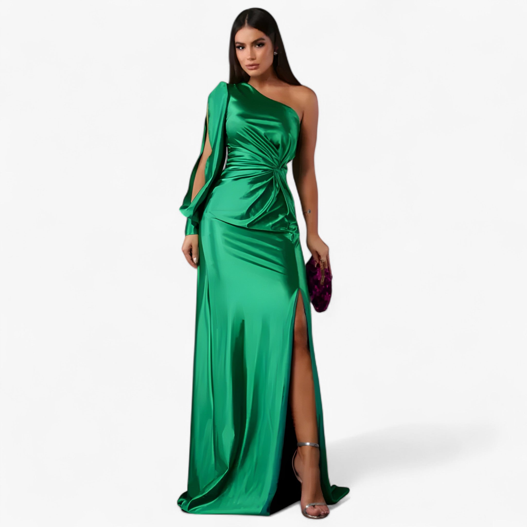 Vestito Midi da Donna in Raso Elegante, Abito da Cerimonia o Serale