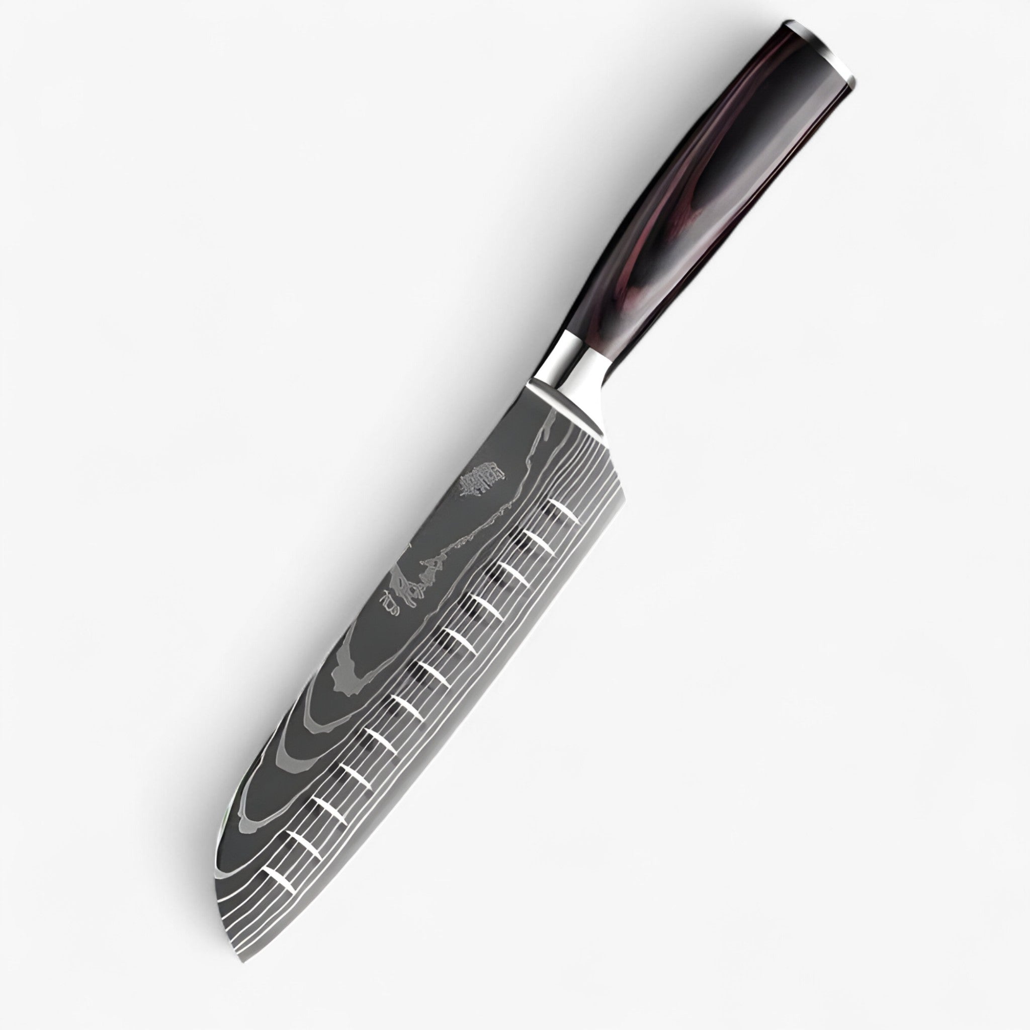 Set 8 Coltelli da Cucina Giapponesi Calla in Acciaio Damasco, Affilatissimi per Chef Professionisti - COLTELLO SANTOKU DA 7" - calla coltelli cucina damasco damascus pattern giapponesi high-quality knife home & garden Japanese knife kitchen knife set Kitchen Knives knife set knives motivo - Concept Palermo