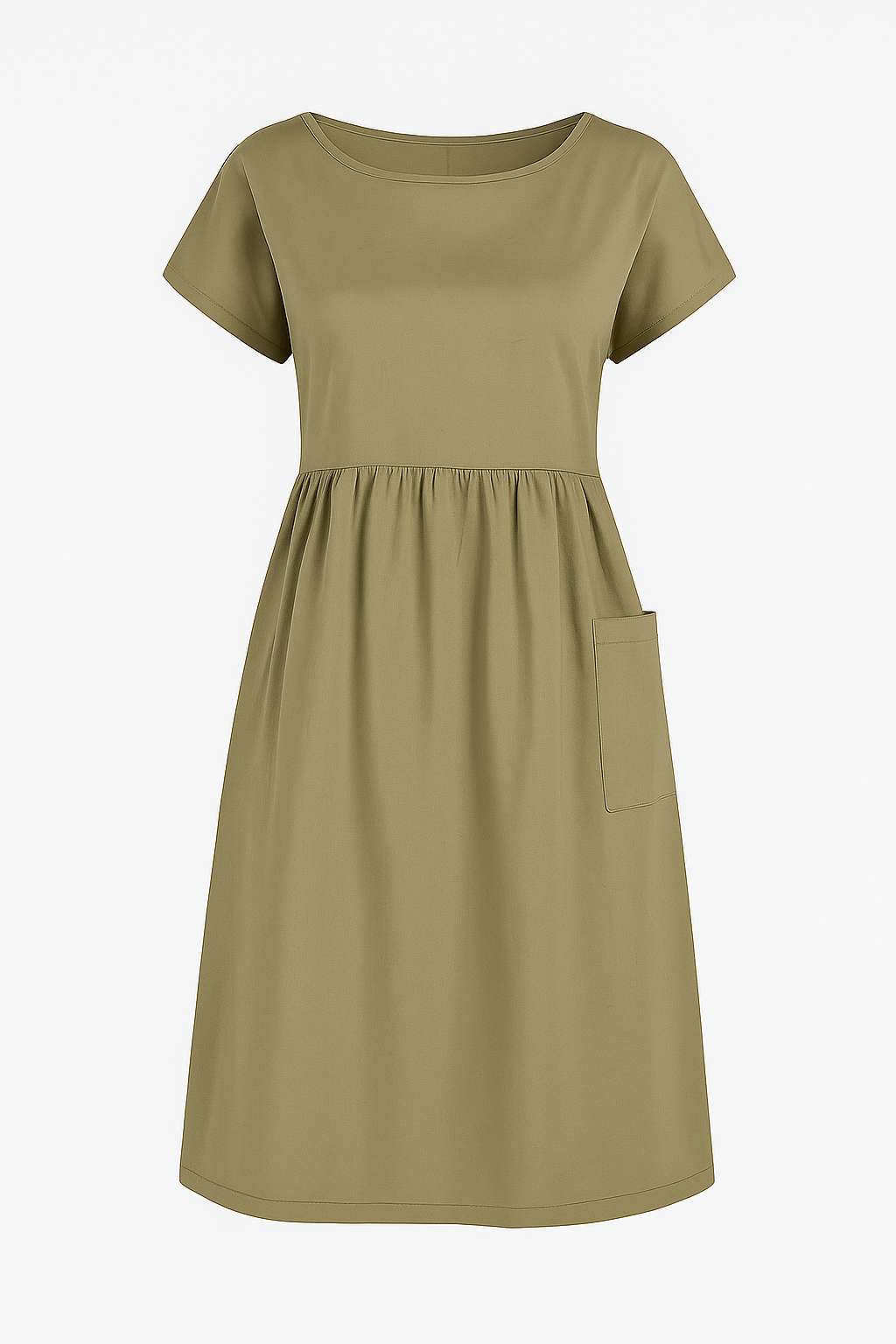 Vestito Estivo Donna Casual con Tasche, Abito Lungo Morbido in Cotone per Spiaggia - Khaki - casual cute summer dress donna Dresses estivo female dress tasche vestito vestito estivo - Concept Palermo