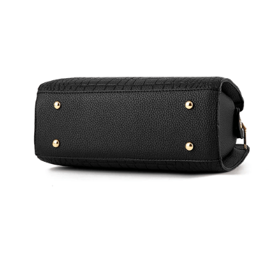 Borsa Donna Nera Elegante in Vera Pelle di Coccodrillo con Tracolla Regolabile e Zip - - Bags borsa borsa pelle coccodrillo handbags pelle Women's handbags - Concept Palermo