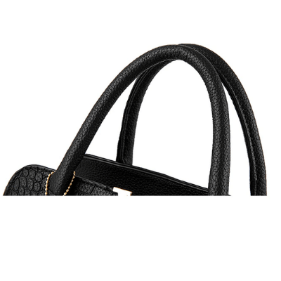 Borsa Donna Nera Elegante in Vera Pelle di Coccodrillo con Tracolla Regolabile e Zip - - Bags borsa borsa pelle coccodrillo handbags pelle Women's handbags - Concept Palermo