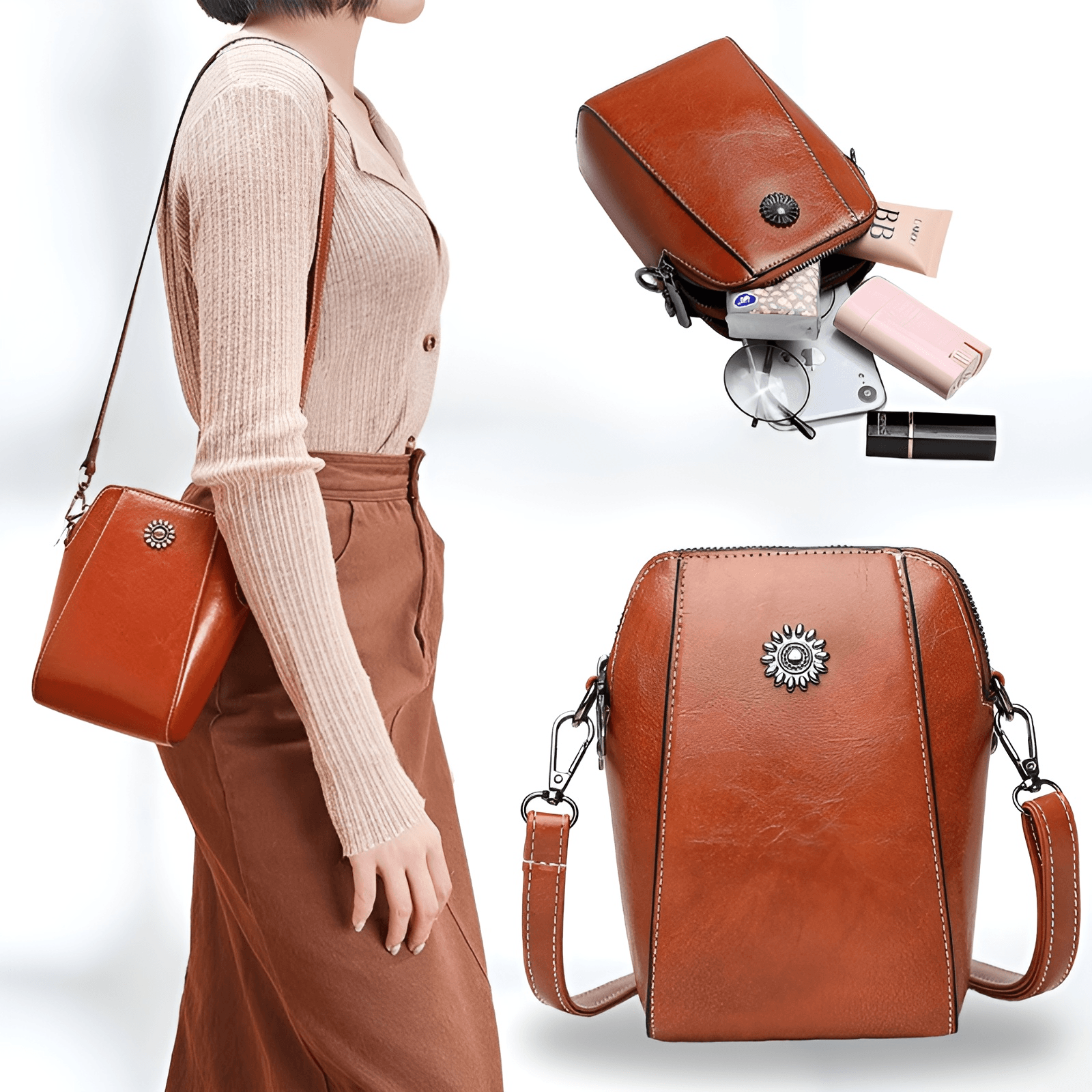 LeatherBag™ - Custodia per cellulare Pelle - Giallo - Bags cellulare custodia leatherbag pelle Shoulder Bags women bags womens wallet - Concept Palermo