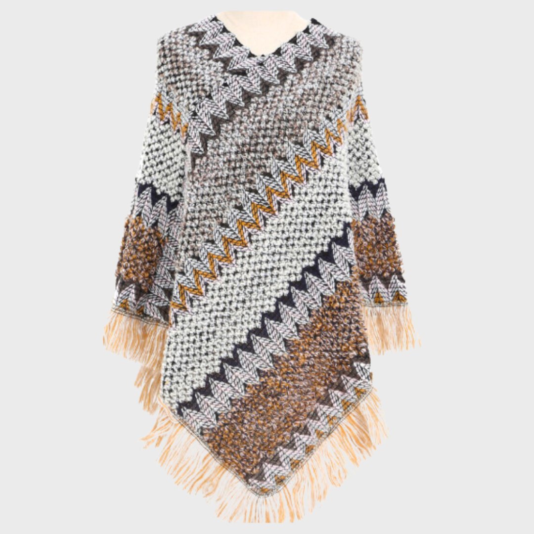 Poncho da donna ispirato allo stile boho - Beige - allo boho donna ispirato poncho poncho donna stile women's coats & jackets women's fashion - Concept Palermo