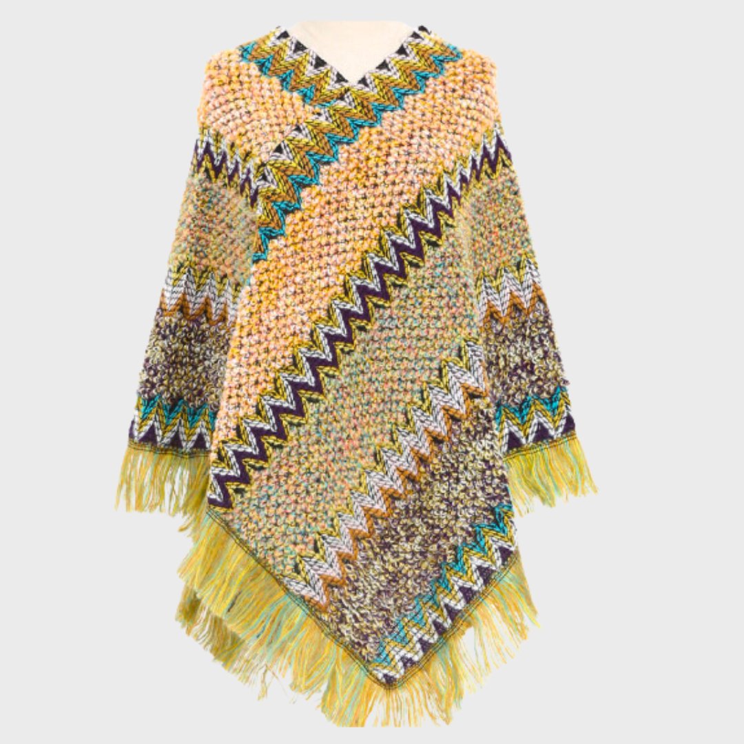 Poncho da donna ispirato allo stile boho - Verde - allo boho donna ispirato poncho poncho donna stile women's coats & jackets women's fashion - Concept Palermo