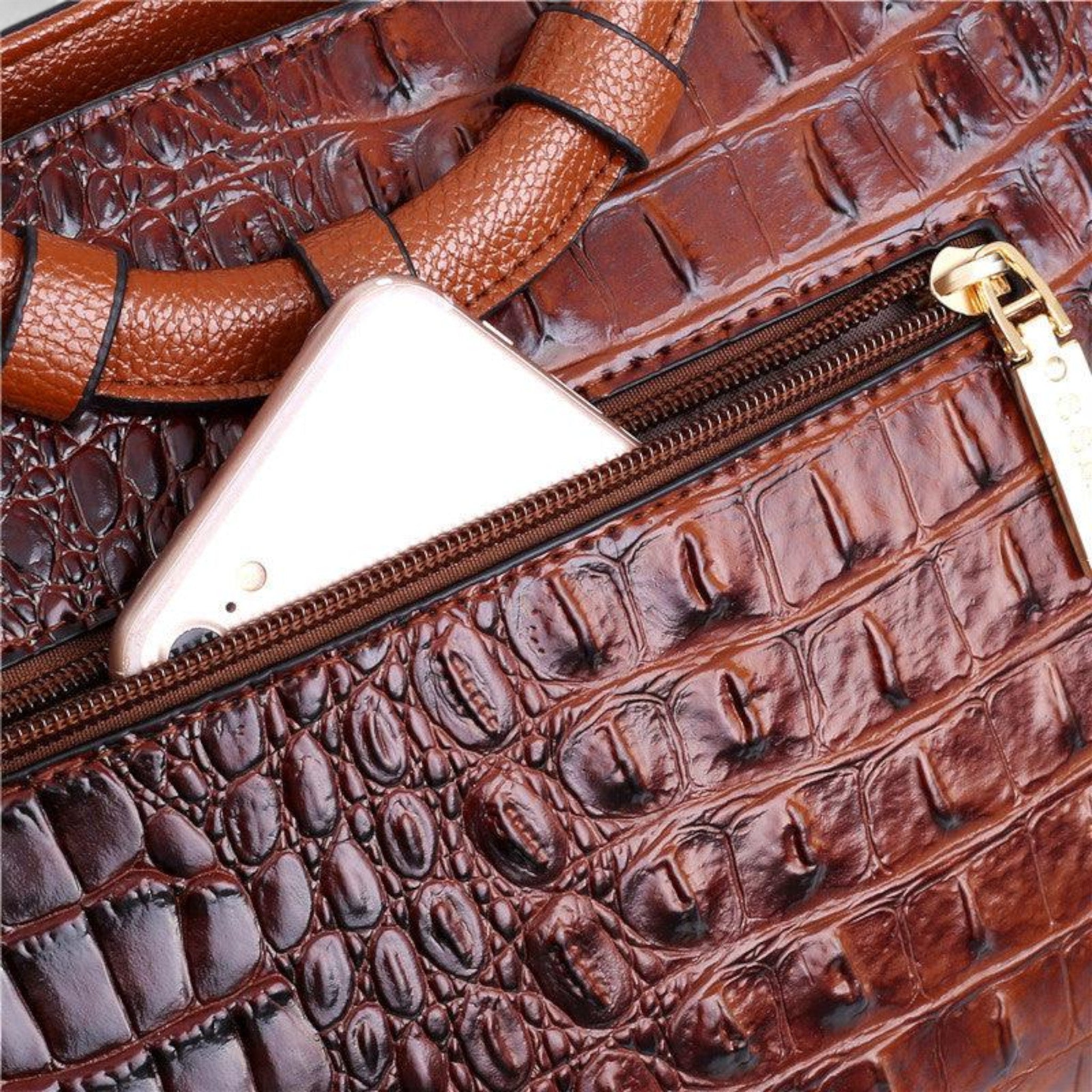 Borsa Donna LuxeCroco™ Nera Effetto Coccodrillo in Ecopelle con Tracolla Regolabile - - Bags borse donna handbags luxecroco Women's handbags - Concept Palermo
