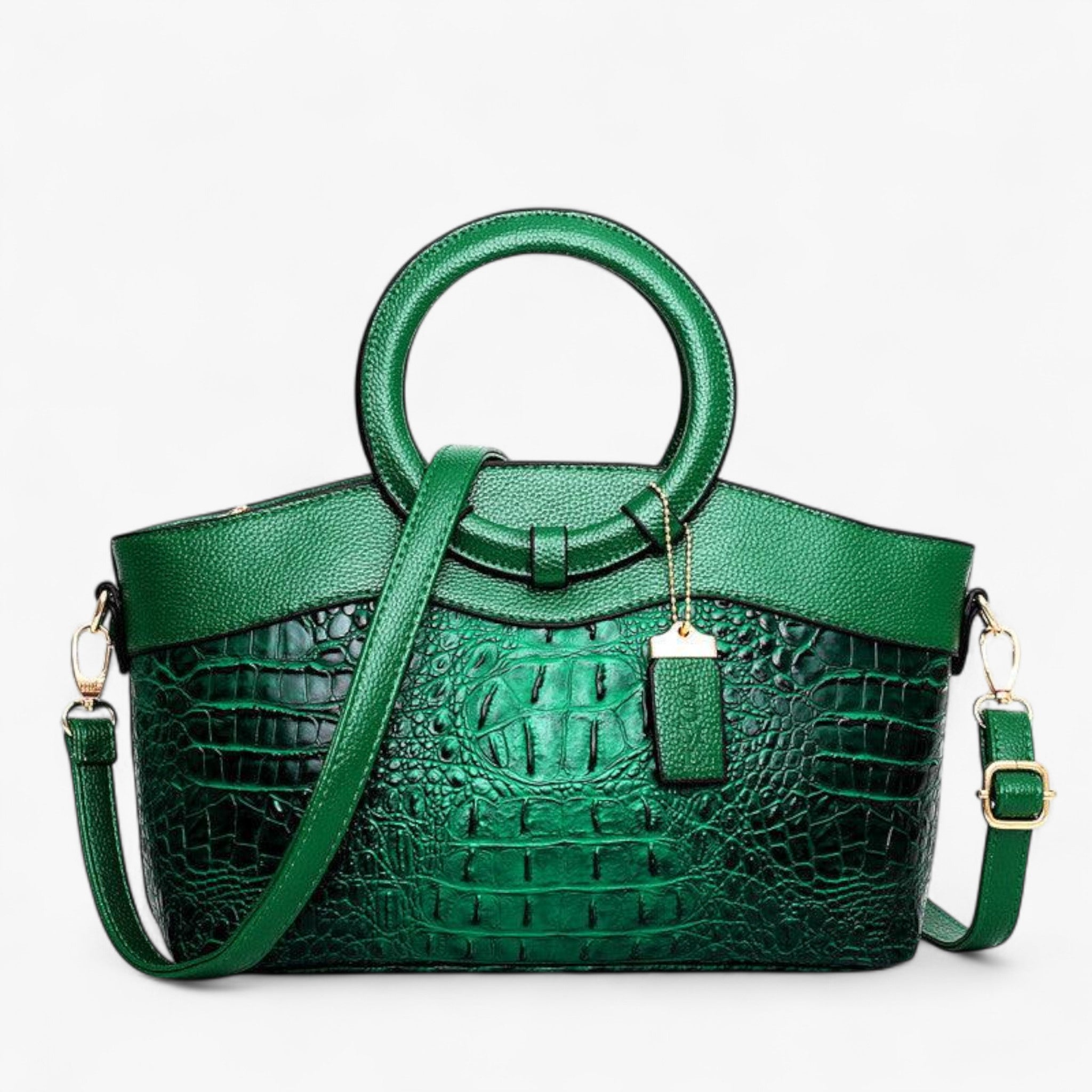 Borsa Donna LuxeCroco™ Nera Effetto Coccodrillo in Ecopelle con Tracolla Regolabile - Verde smeraldo - Bags borse donna handbags luxecroco Women's handbags - Concept Palermo