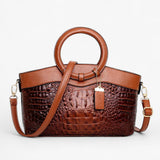 Dames tas LuxeCroco™ grote zwarte in ecoleer met krokodillenprint, met schouderriem en elegante handgreep