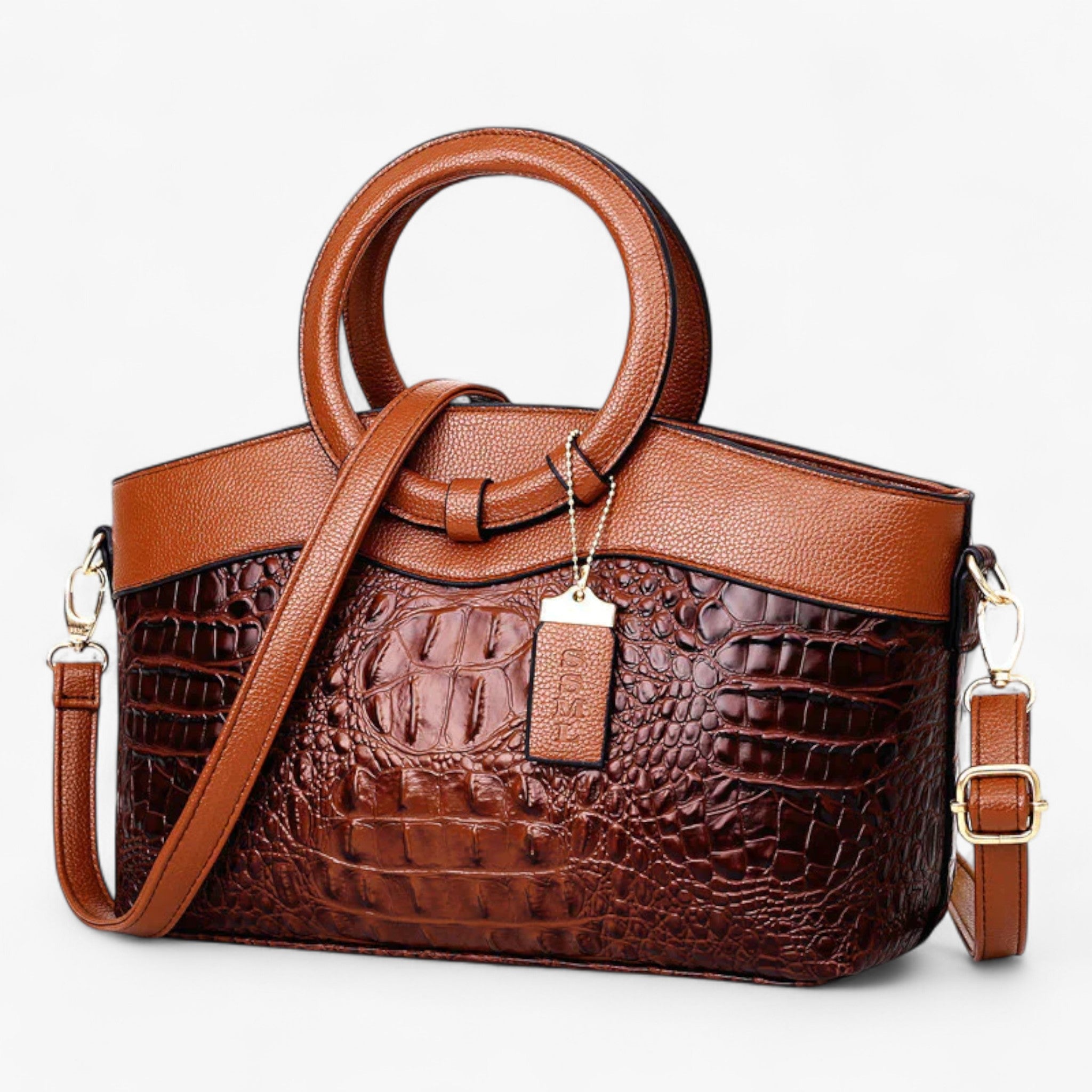 Borsa Donna LuxeCroco™ Nera Effetto Coccodrillo in Ecopelle con Tracolla Regolabile - - Bags borse donna handbags luxecroco Women's handbags - Concept Palermo