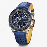 Heren chronograaf horloge MultiSteel 42mm, zilverkleurig staal, elegante blauwe wijzerplaat