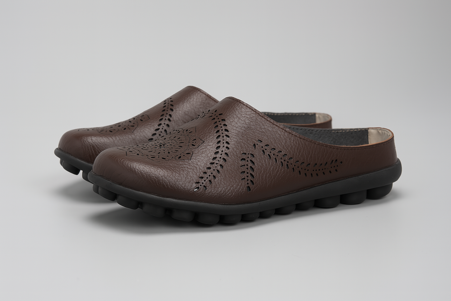Ciabatte Donna Eleganti Floreali Comfort con Suola Flessibile - Marrone Scuro - ciabatte ciabatte donna close sandals donna fashion flessibile Frauen Sandalen motivo Sandals suola women - Concept Palermo