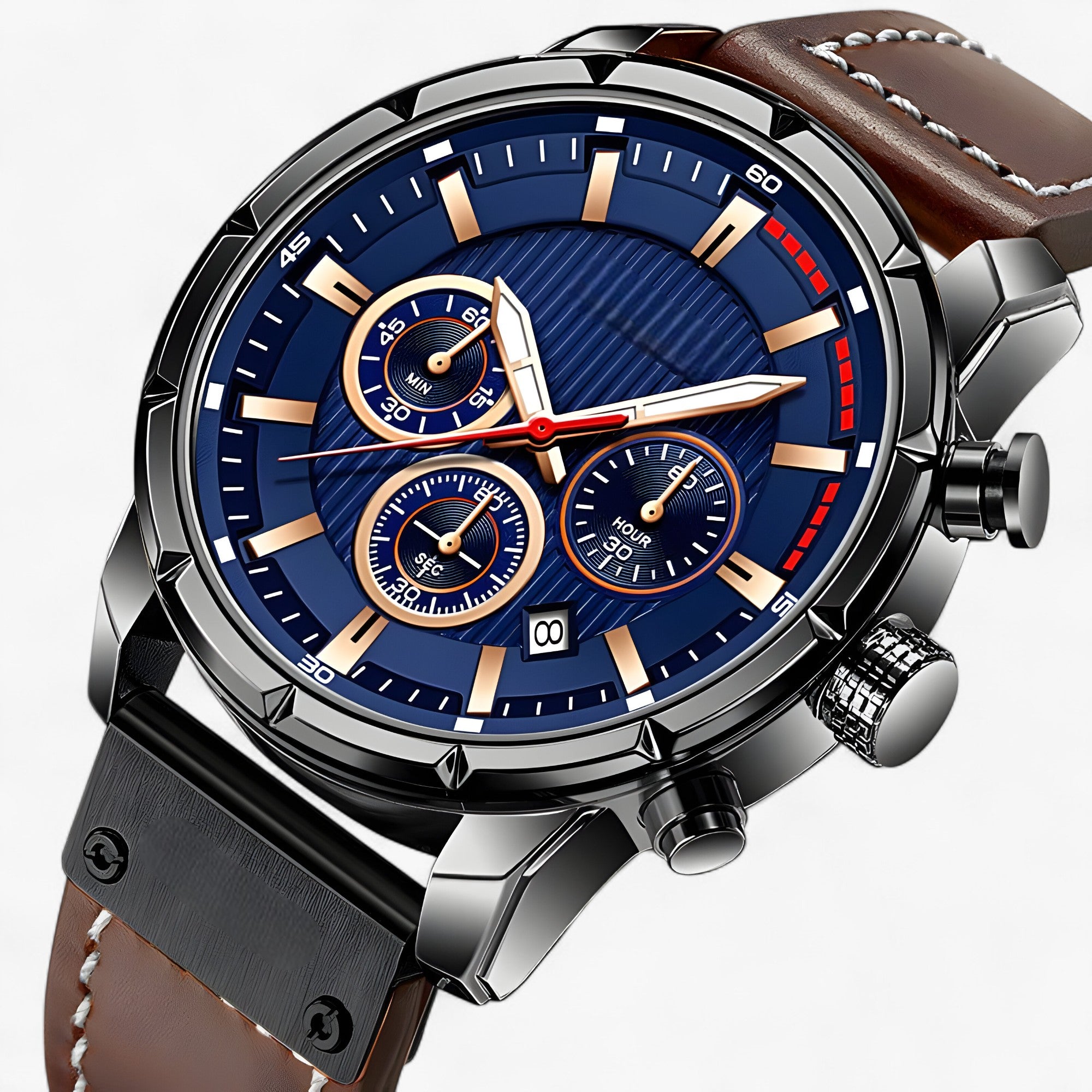 Orologio da Uomo - Stile Robusto con Luce Integrata - Marrone blu - dom titan | orologio da uomo - stile robusto con luce integrata - €25 integrata luce new_for_google_may orologio orologio uomo robusto stile uomo Watches - Concept Palermo