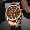 Orologio da Uomo Marrone Oro Rosa - Orologio Sportivo Luminoso