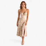 Elegante damesjurk met hoge taille, midi jurk casual of formeel