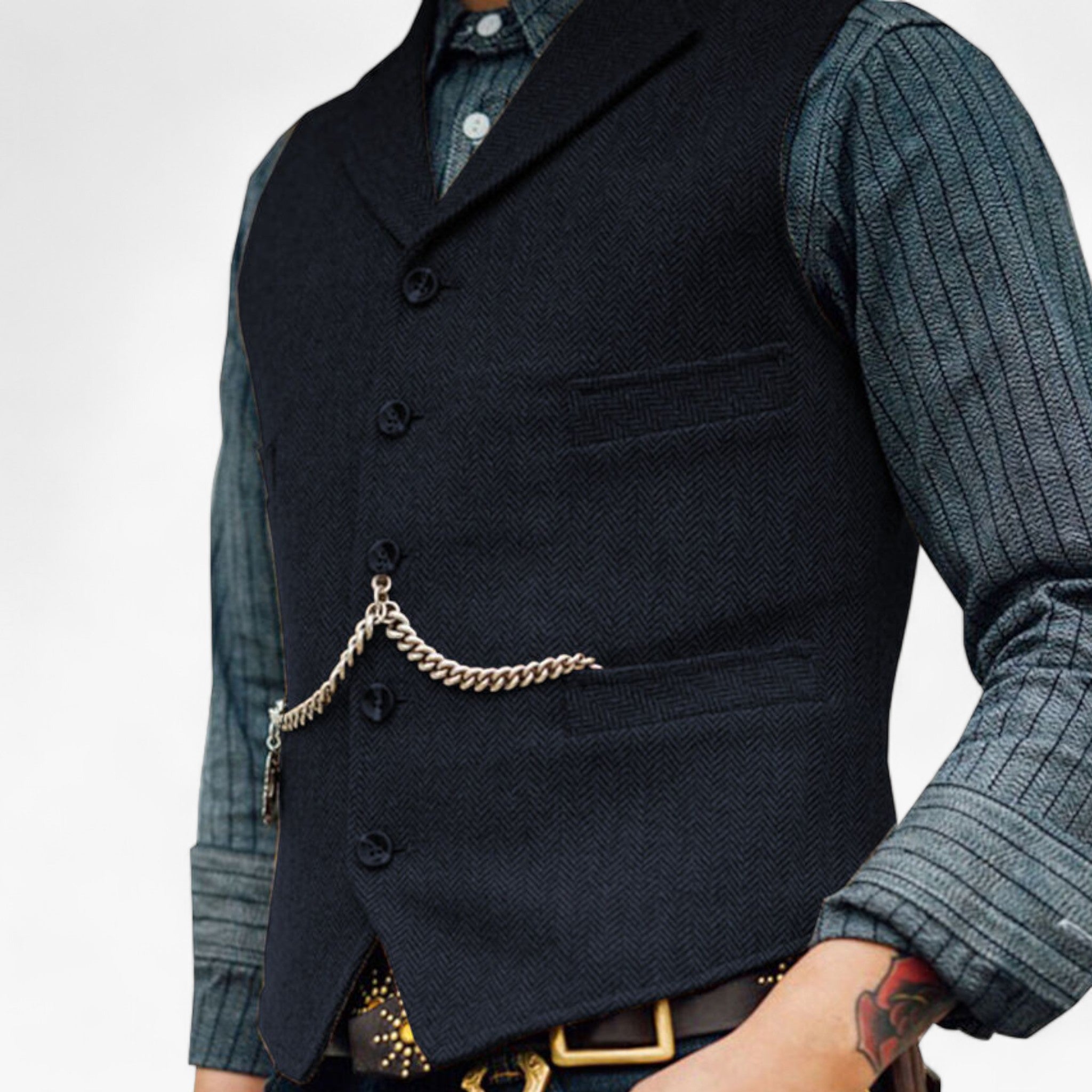 Gilet business in ottone - Eleganza senza tempo Lana Uomo - Blu marino - business eleganza gilet gilet business lana men's coats & jackets ottone tempo - Concept Palermo
