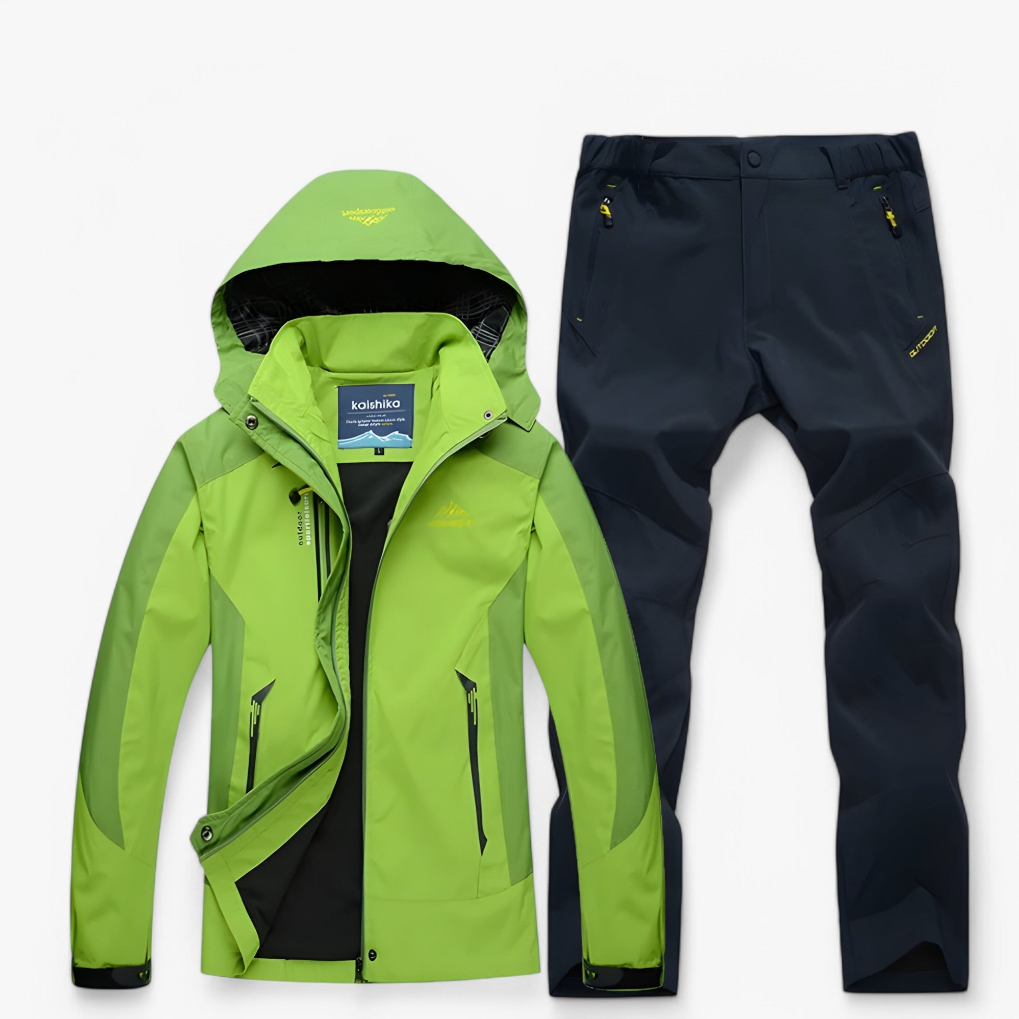 Set da escursionismo impermeabile con giacca e pantaloni Uomo - Verde grigio - escursionismo escursionismo impermeabile giacca hiking set outfit impermeabile jackets and pants men's top clothes pantaloni Unisex uomo - Concept Palermo