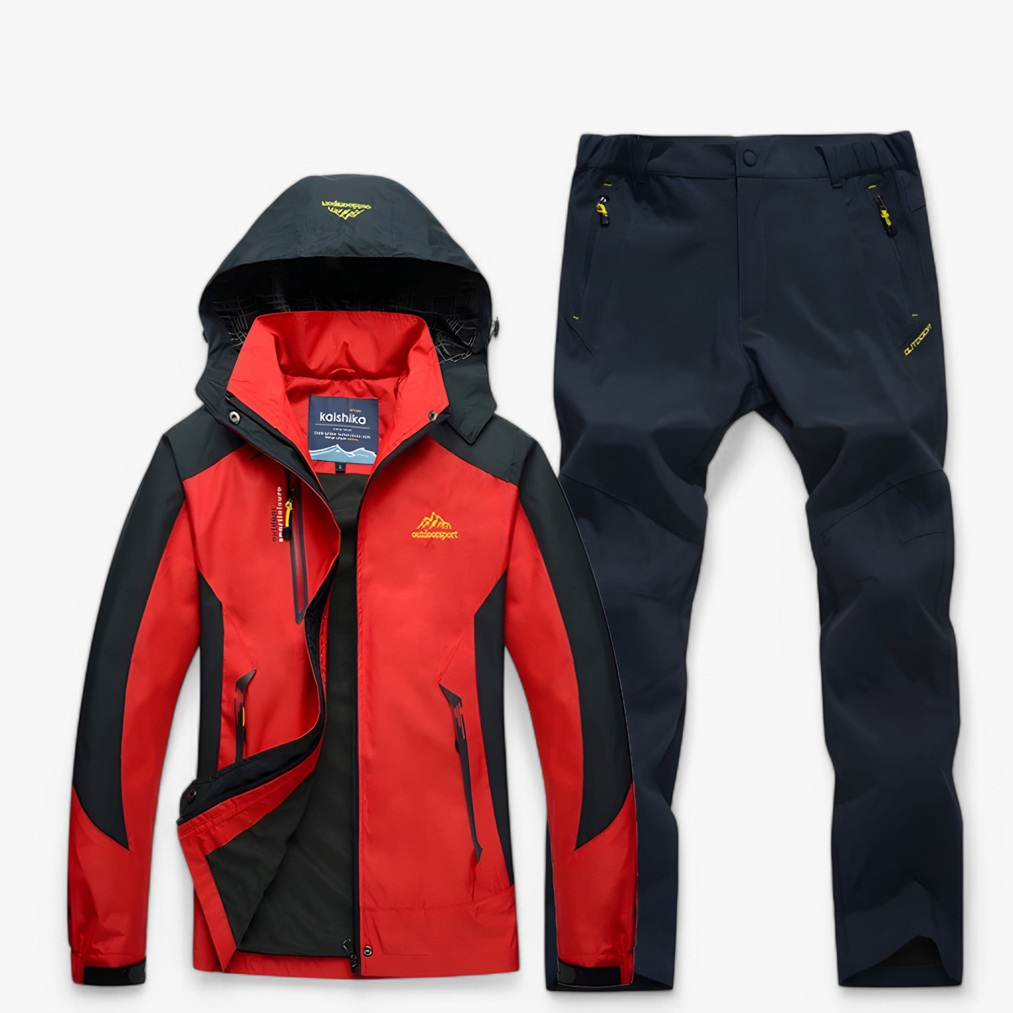 Set da escursionismo impermeabile con giacca e pantaloni Uomo - Rosso grigio - escursionismo escursionismo impermeabile giacca hiking set outfit impermeabile jackets and pants men's top clothes pantaloni Unisex uomo - Concept Palermo