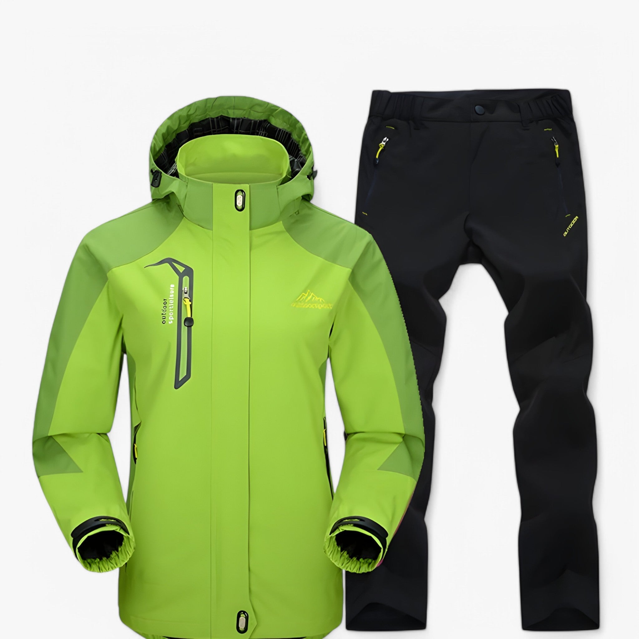 Set da escursionismo impermeabile con giacca e pantaloni Uomo - Verde nero - escursionismo escursionismo impermeabile giacca hiking set outfit impermeabile jackets and pants men's top clothes pantaloni Unisex uomo - Concept Palermo