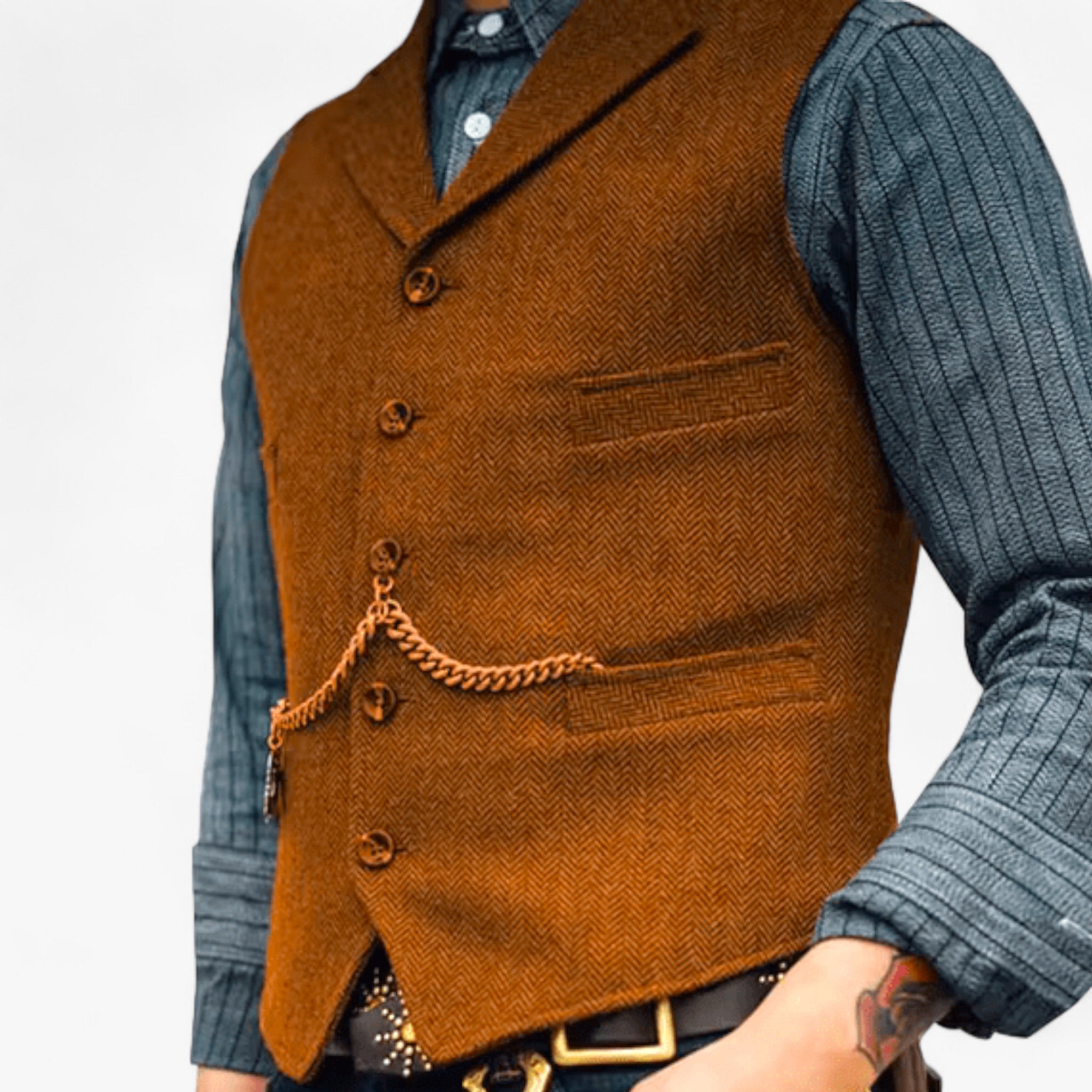 Gilet business in ottone - Eleganza senza tempo Lana Uomo - Caffè - business eleganza gilet gilet business lana men's coats & jackets ottone tempo - Concept Palermo