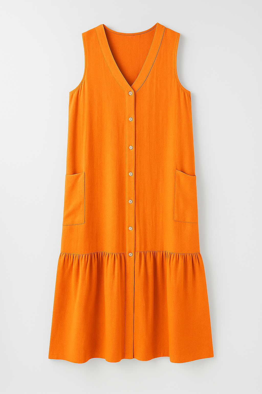 Abito da spiaggia senza maniche in tessuto fluido Donna - Arancione - abito abito spiaggia cute summer dress donna dresses fashion fashion style: summer fluido Frauen Kleider maniche spiaggia SUMMER summer dress tessuto - Concept Palermo