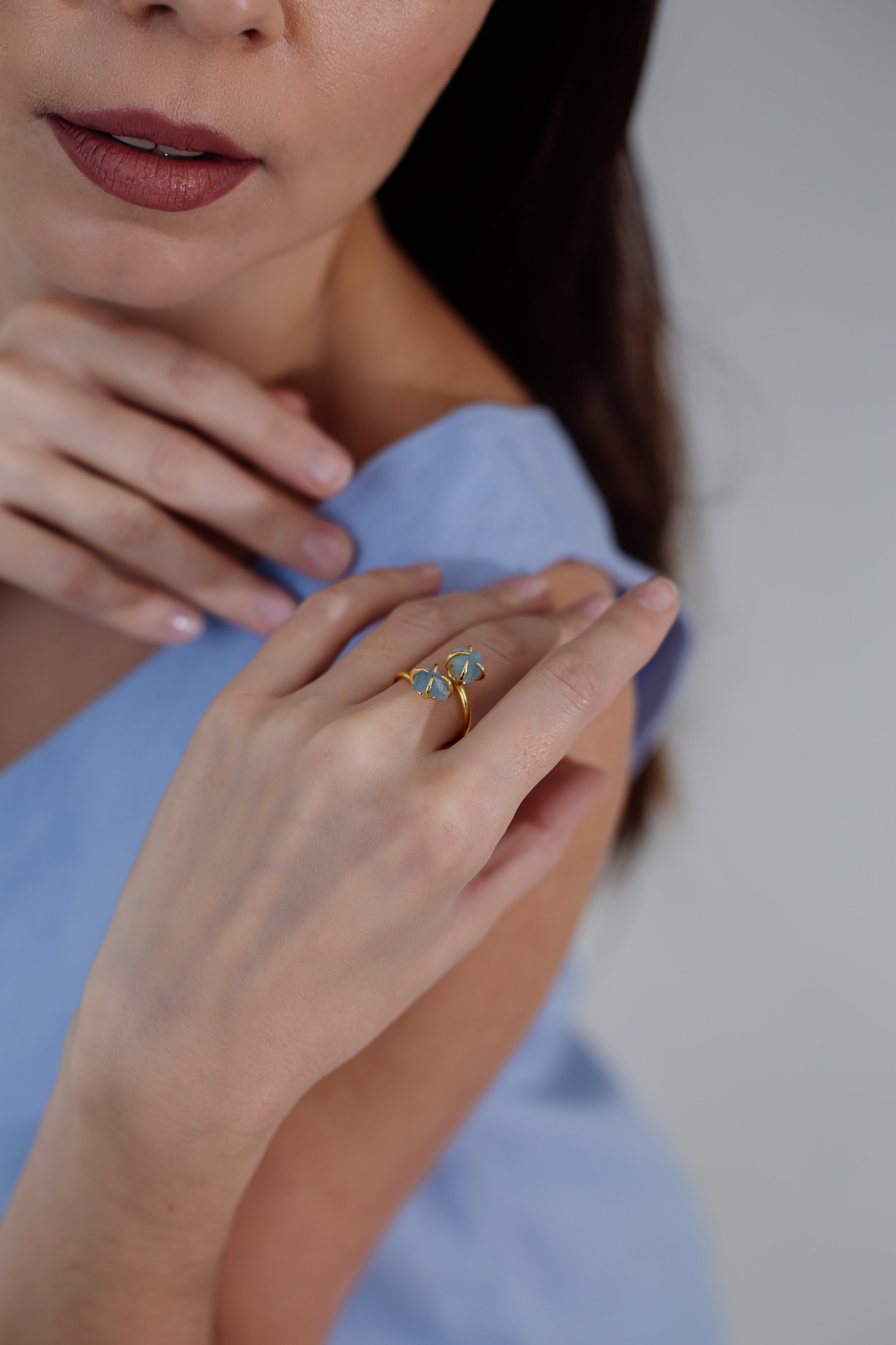 Anello regolabile Luxera Raw Stone in ametista e quarzo Donna - - ametista anello anello regolabile donna jewelry luxera quarzo regolabile Rings womens ring - Concept Palermo