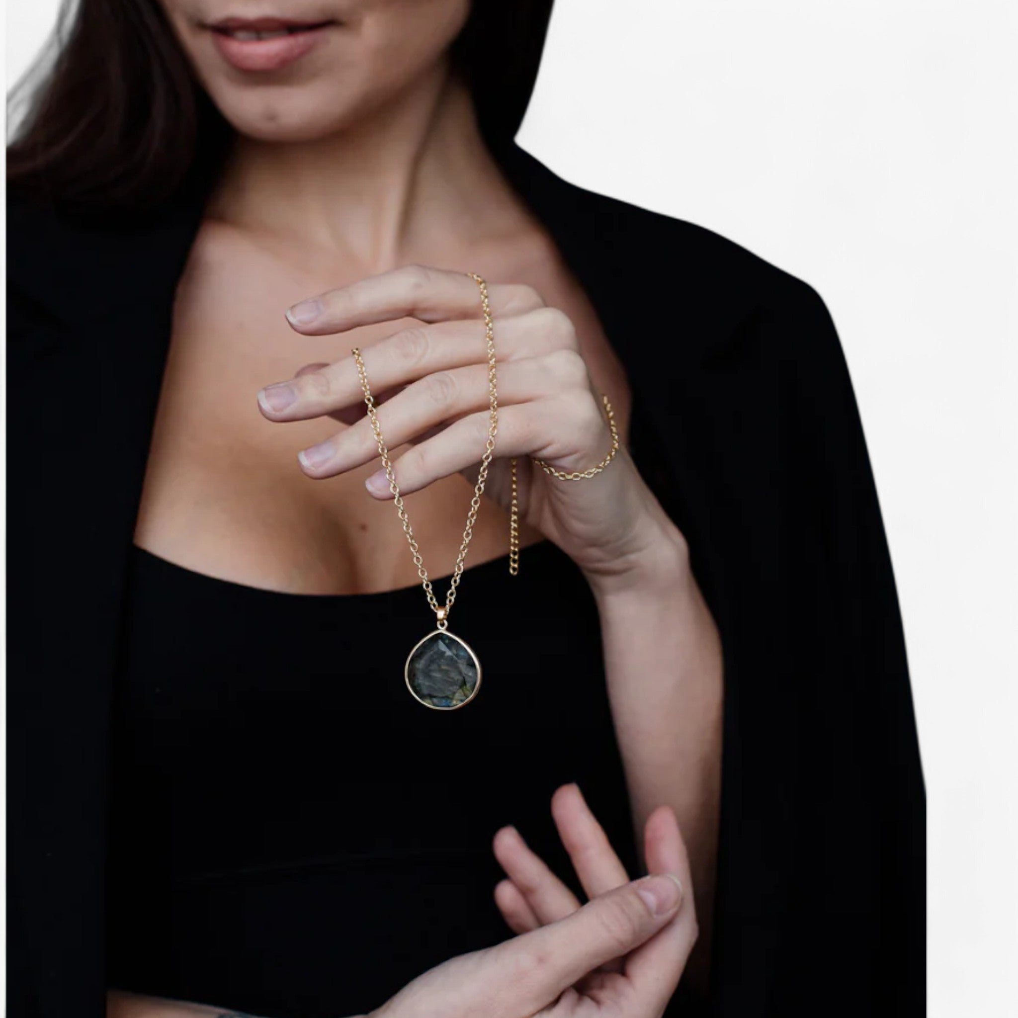 Collana in oro con labradorite naturale Lana Donna - - Chains Necklaces collana collana labradorite donna jewelry labradorite lana naturale NECKLACES Necklaces for Women - Concept Palermo