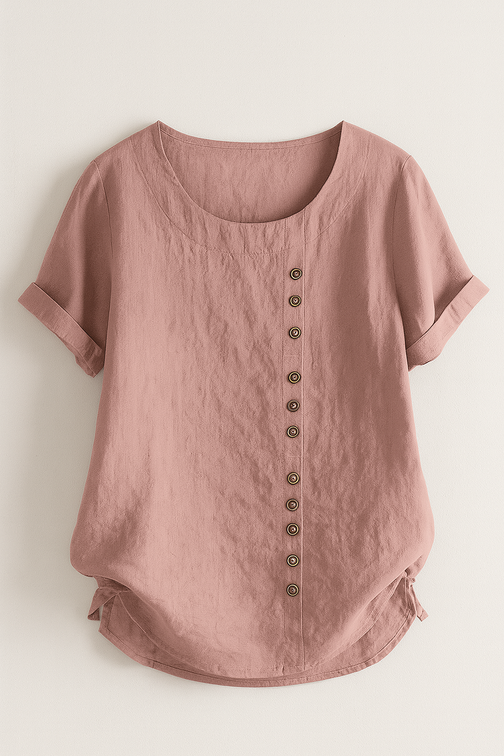 Camicia Uomo Lino con Bottoni, Maniche Lunghe, Casual Estiva - Rosa - apertura bottoni camicia camicia lino Fashion & Casual Frauen Oberteil lino uomini women's top clothes - Concept Palermo