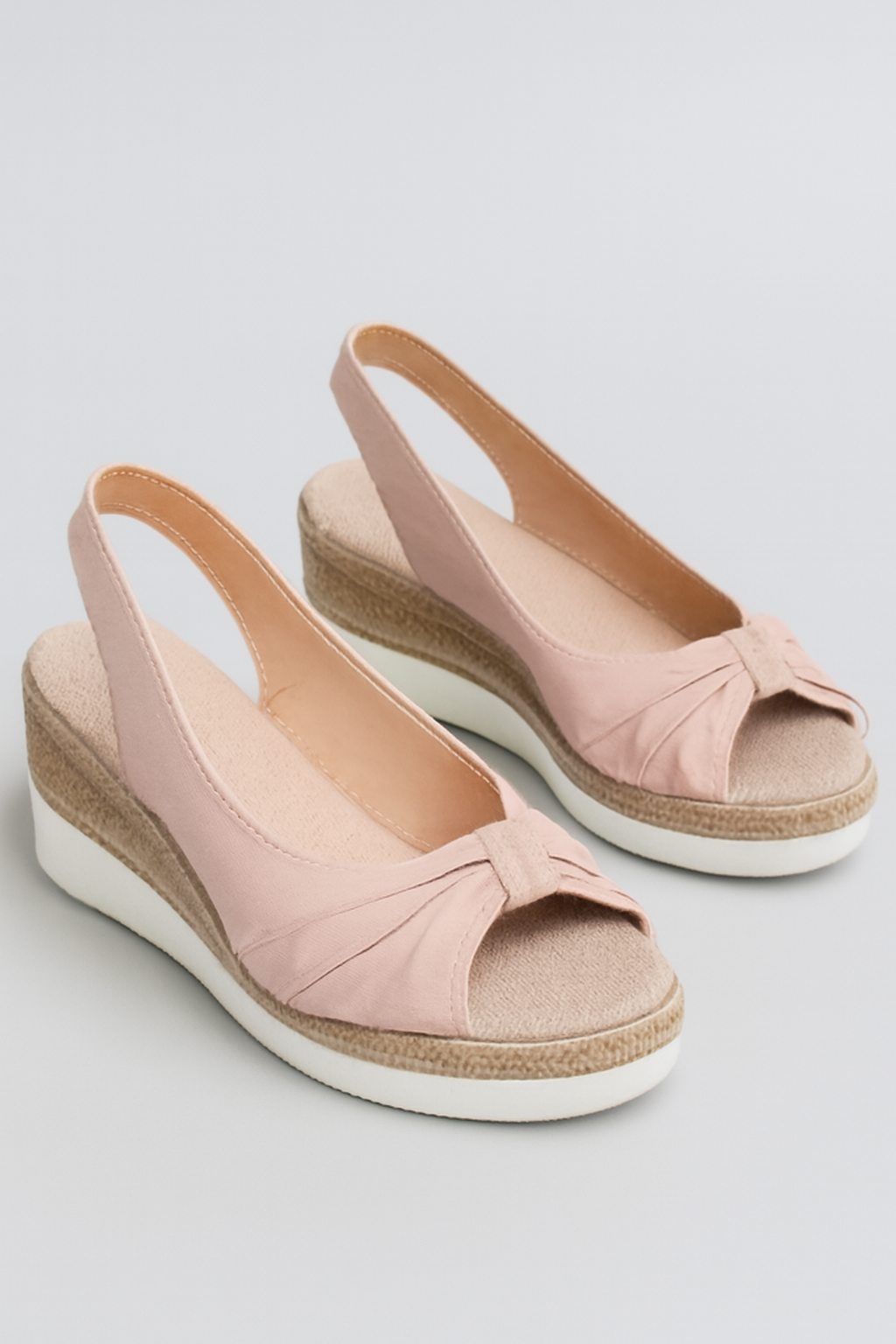 Sandali Donna Estivi con Fiocco in Corda, Comodi e alla Moda - Rosa - 100425 110425 comodi corda donna estivi fiocco sandali sandali fiocco sandals shoes women - Concept Palermo
