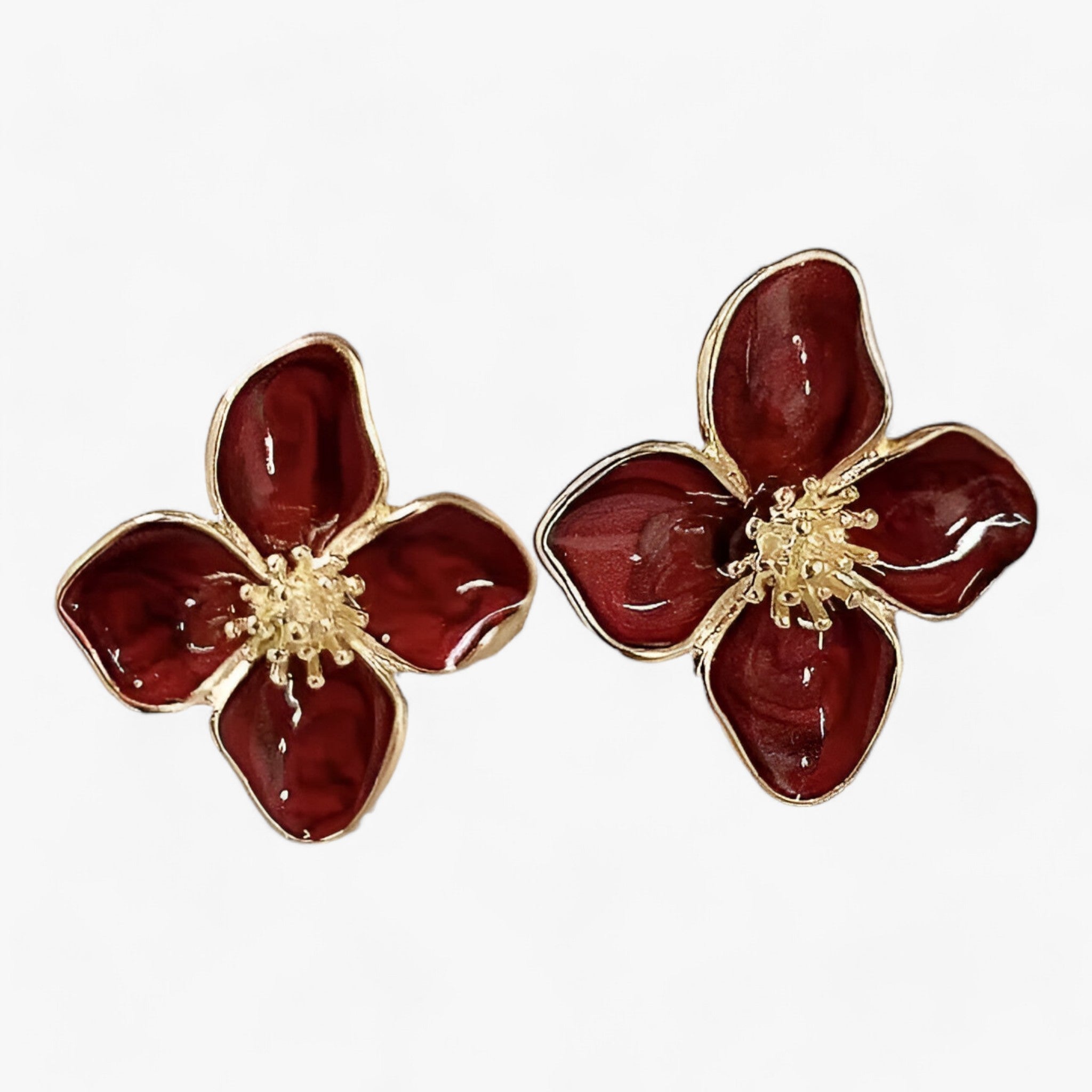 Orecchini Fiore Rosso Lusso Donna - Stile Vintage Elegante - Rosso - donna Earrings flower jewelry orecchini orecchini flower retro stainless earrings Stud Earrings Vintage Earrings - Concept Palermo