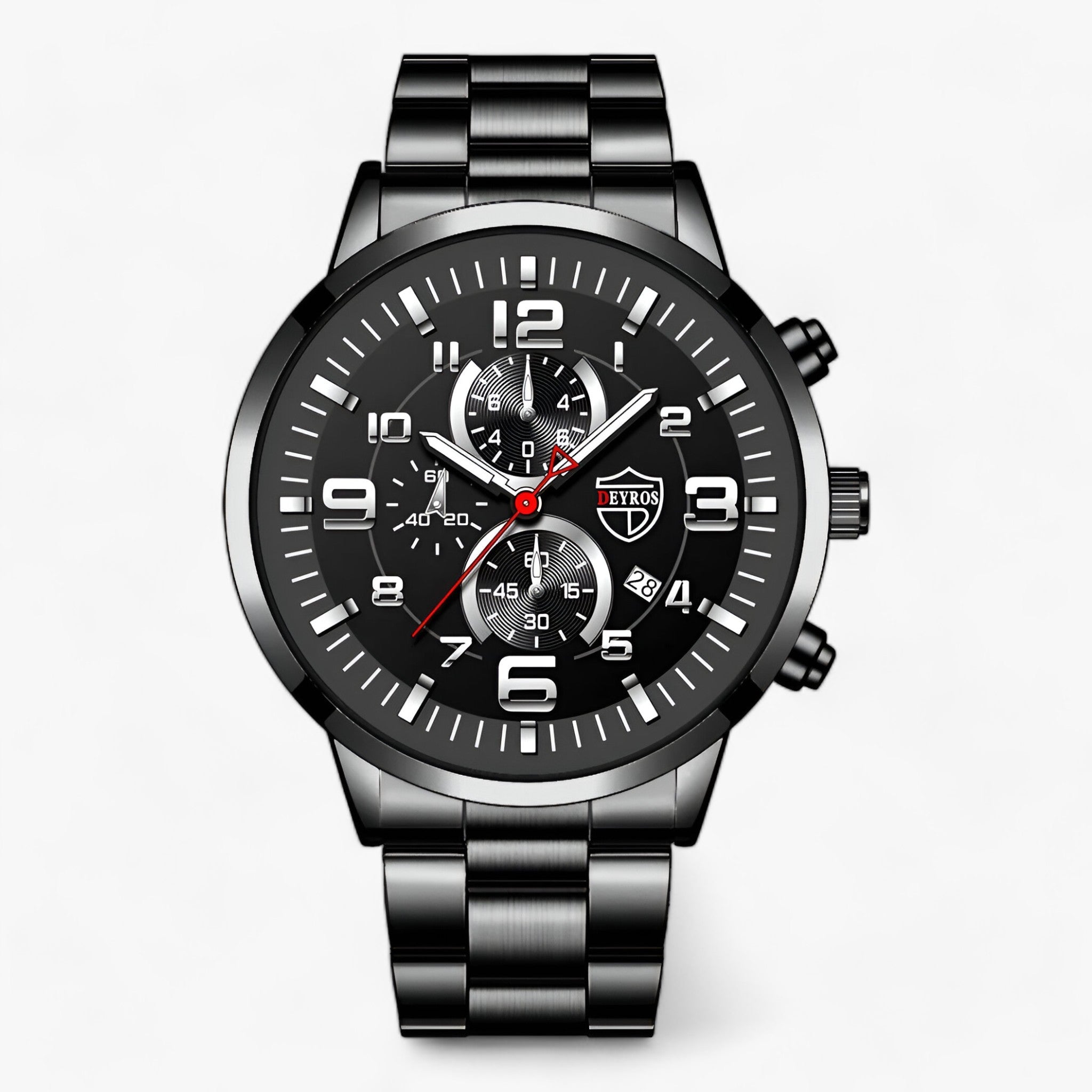 Orologio Uomo UR Elegante Argento Acciaio Inox, Impermeabile 5ATM, Vetro Zaffiro - Nero Argento - acciaio combinazione funzionalità men stile uomo watches - Concept Palermo