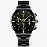 Quartzhorloge - moderne tijdmeting met een vleugje stijl, zwart staal, heren goud