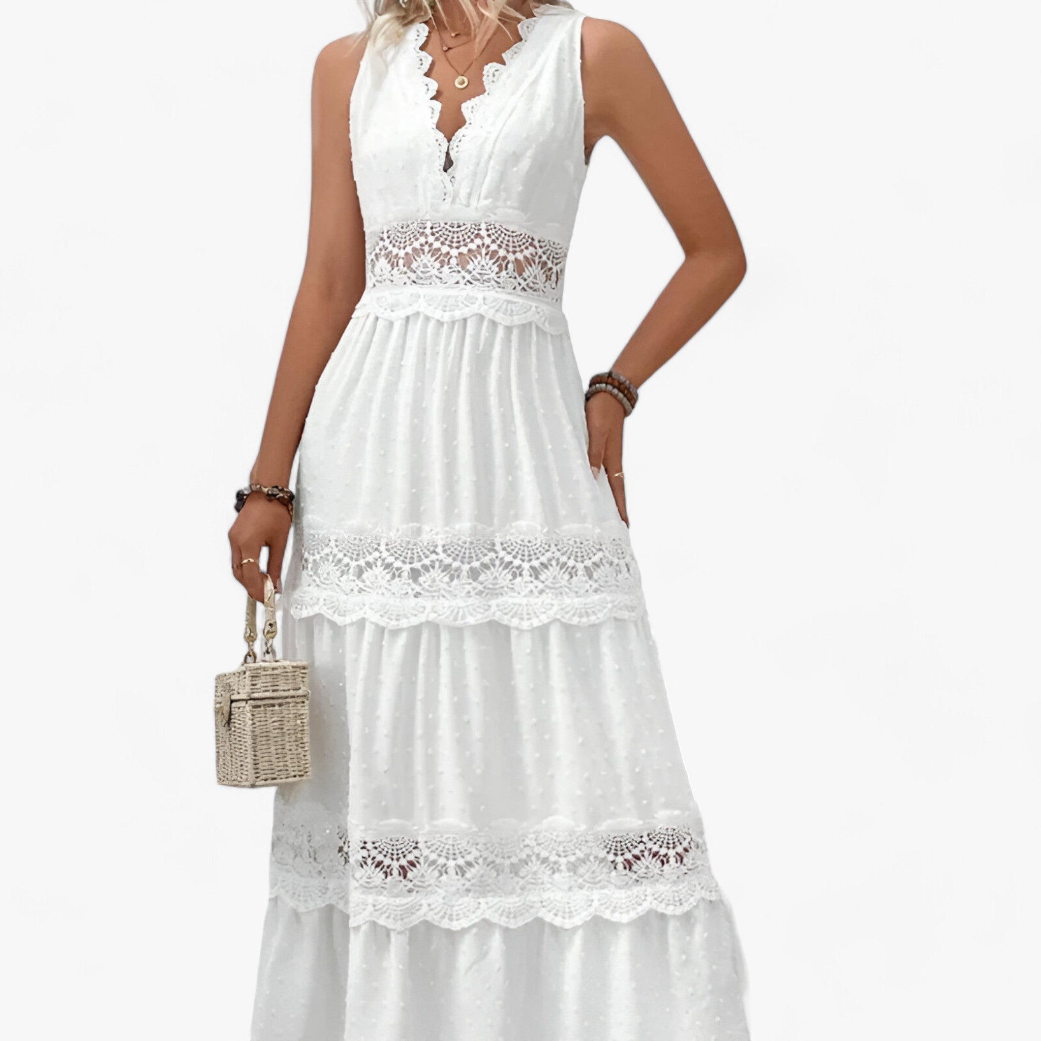 Abito Estivo Scollato a V - Lunghezza Lusinghiera con Dettagli Donna - - abito abito estivo dettagli donna dresses estivo lunghezza lusinghiera - Concept Palermo