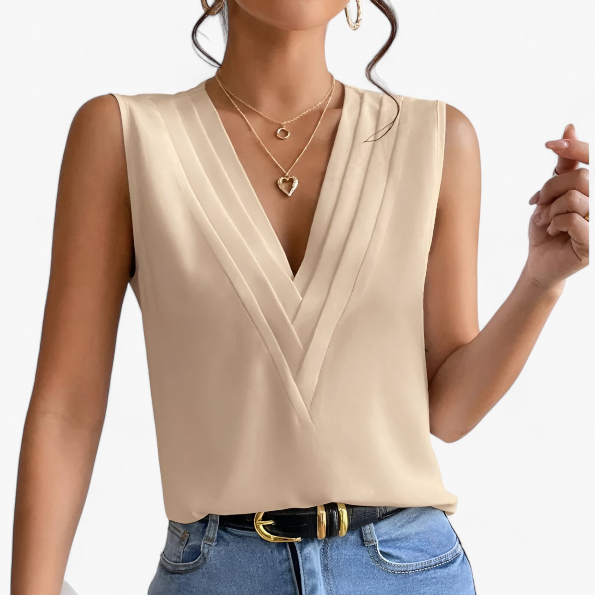 Camicetta senza maniche - Per uno stile comodo e casual Donna - Cachi - camicetta camicetta maniche casual donna maniche stile Top woman Tops women women's top clothes - Concept Palermo