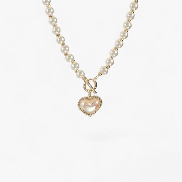 Collana di perle in design classico simulato Lana Donna - Cuore - All Compatible alloy collana collana perle creamy white design donna fashion HEART heart-shaped Hubei Japan and South Korea jewelry lana Link Chain Mainland China necklace NECKLACES Party PEARL Pearl chain Pendant Necklaces Perfectly Round perle Simulated-pearl simulato TRENDY Women YIYUEQIANLI Zinc alloy - Concept Palermo