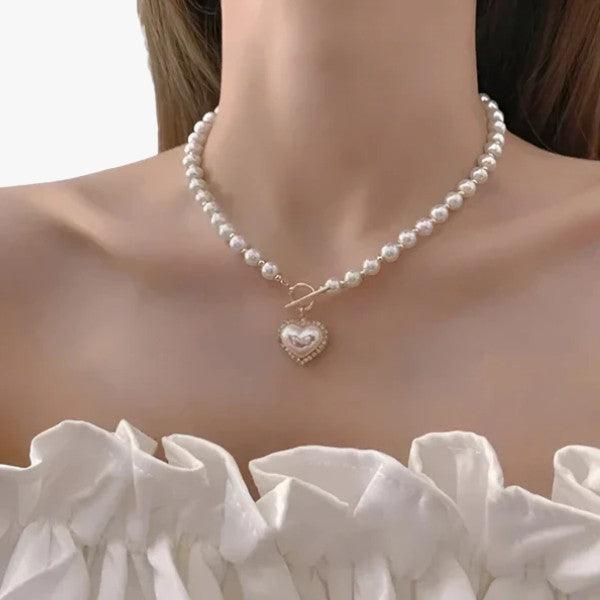 Collana Clavicula da donna - per gioielli da festa Lana - - All Compatible alloy clavicula collana collana clavicula creamy white donna fashion festa gioielli HEART heart-shaped Hubei Japan and South Korea jewelry lana Link Chain necklace NECKLACES Party PEARL Pearl chain Pendant Necklaces Perfectly Round Simulated-pearl TRENDY Women YIYUEQIANLI Zinc alloy - Concept Palermo