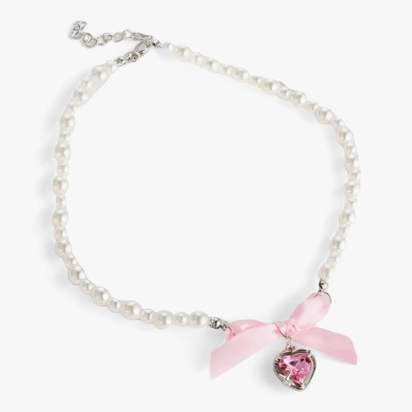 Collana di perle in design classico simulato Lana Donna - Cuore Rosa - All Compatible alloy collana collana perle creamy white design donna fashion HEART heart-shaped Hubei Japan and South Korea jewelry lana Link Chain Mainland China necklace NECKLACES Party PEARL Pearl chain Pendant Necklaces Perfectly Round perle Simulated-pearl simulato TRENDY Women YIYUEQIANLI Zinc alloy - Concept Palermo