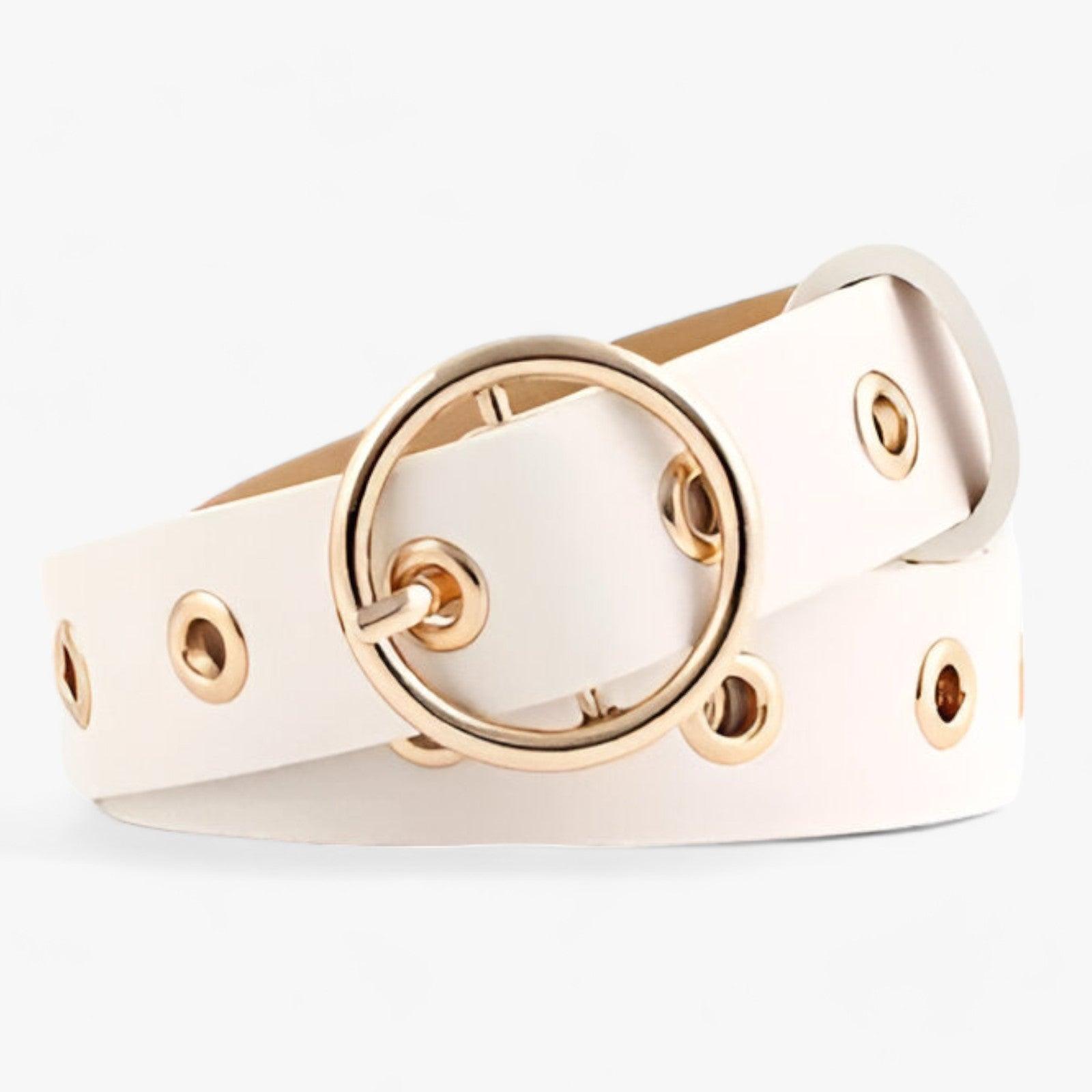 Cintura da donna con fibbia rotonda - BIANCO - 2.6cm 4cm ADULT Belt RZ19102604 Belts cintura cintura donna donna fashion fibbia Guangdong Mainland China MOONBIFFY PU rotonda Solid WOMEN women's belt X802 - Concept Palermo