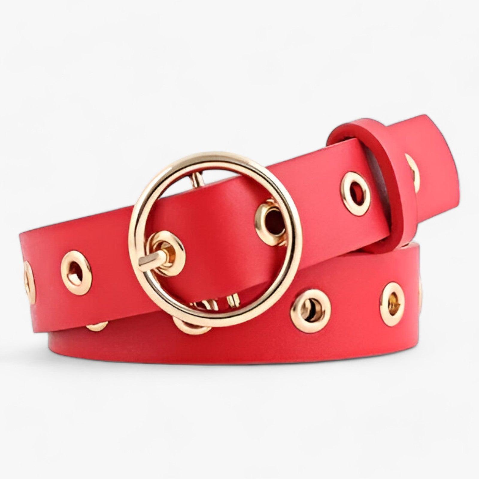 Cintura da donna con fibbia rotonda - ROSSO - 2.6cm 4cm ADULT Belt RZ19102604 Belts cintura cintura donna donna fashion fibbia Guangdong Mainland China MOONBIFFY PU rotonda Solid WOMEN women's belt X802 - Concept Palermo