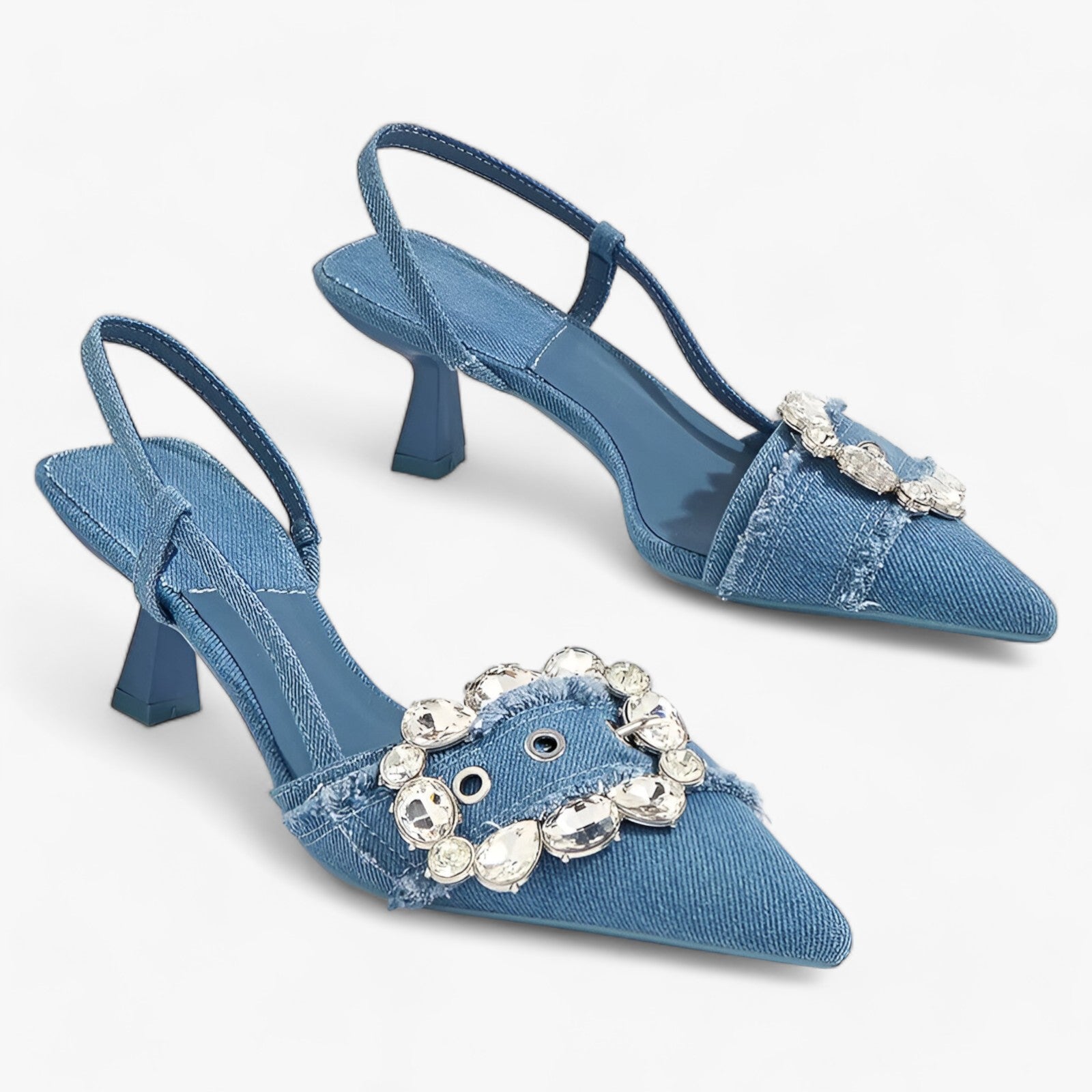 Cintura Donna Nera in Vera Pelle con Fibbia Gioiello Diamantata Elegante - Blu - Casual diamantekk distintiva eleganza eleganza distintiva fashion fibbia Fits true to size Fmetyasi High (5cm-8cm) Mainland China Metal decoration MICROFIBER No plastic Pointed toe PU Pumps PVC sandals Slingbacks SLIP-ON Solid Spike Heels splendente Summer take your normal size WOMEN WP2325PM - Concept Palermo