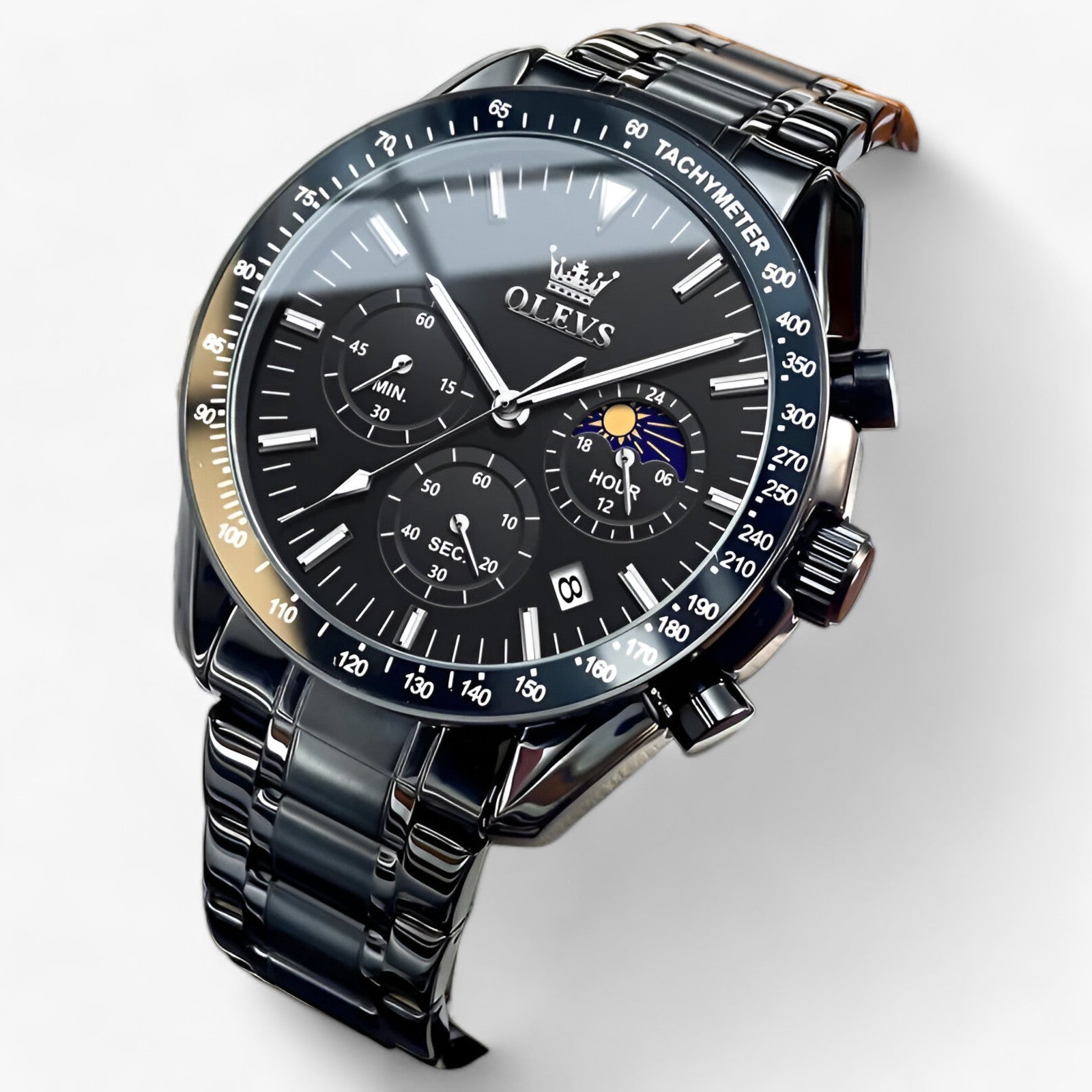Orologio Fase Lunare - Un Design Incontra la Funzionalitàk - Completamente nero - accessoires design fase funzionalitàk horloges incontra lunare orologio orologio fase watches - Concept Palermo