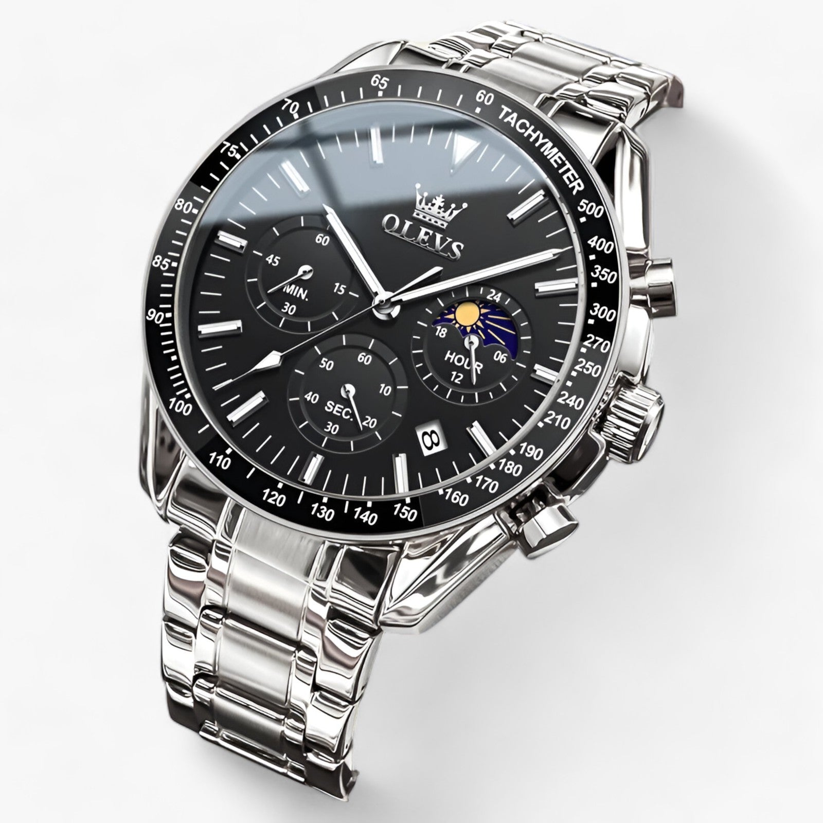 Orologio Fase Lunare - Un Design Incontra la Funzionalitàk - Nero argento - accessoires design fase funzionalitàk horloges incontra lunare orologio orologio fase watches - Concept Palermo