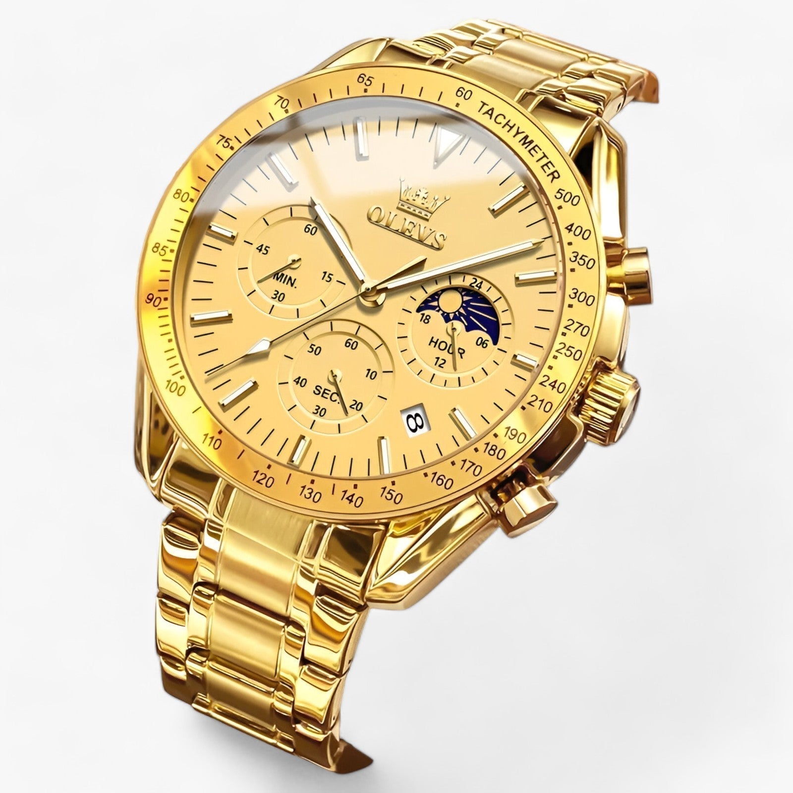 Orologio Fase Lunare - Un Design Incontra la Funzionalitàk - Completamente oro - accessoires design fase funzionalitàk horloges incontra lunare orologio orologio fase watches - Concept Palermo