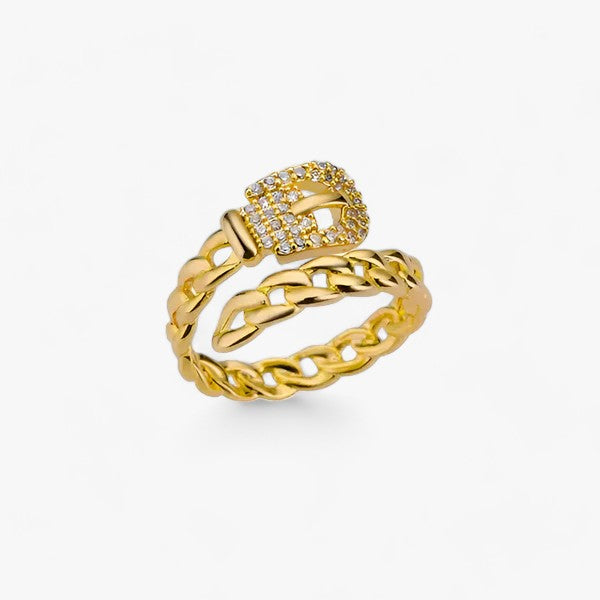 Anello a cintura di zirconio - stiloso - Personalizzabile Oro - anello anello cintura cintura Copper Cute/Romantic fashion Fashion jewelry Gold Color Adjustable Punk wide ring for women HPTOTMG jewelry LOCK Mainland China Metal party Pave Setting Rings Stainless Steel stiloso Wedding Bands Women Zhejiang zirconio - Concept Palermo