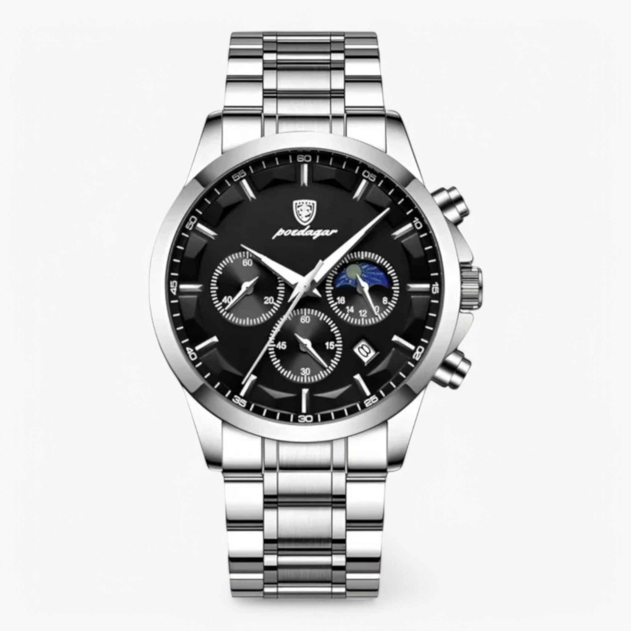 Orologio Uomo Lusso Al Quarzo Nero, Cinturino Vera Pelle Sottile ed Elegante - Qualità Premium